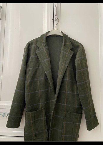 Kadın Kaşe Ekose Desenli Haki blazer - Görsel 4