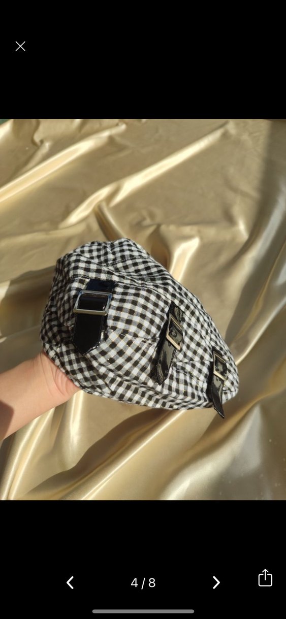 Tokalı ekose ressam şapka - Görsel 3