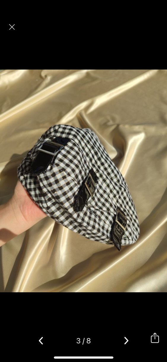 Tokalı ekose ressam şapka - Görsel 2