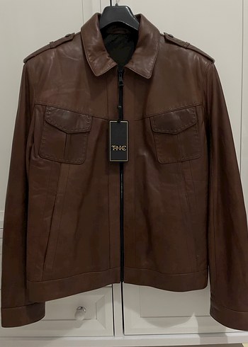 Kahverengi Tamer tanca Kuzu Derisi Erkek Biker Ceket - Görsel 3