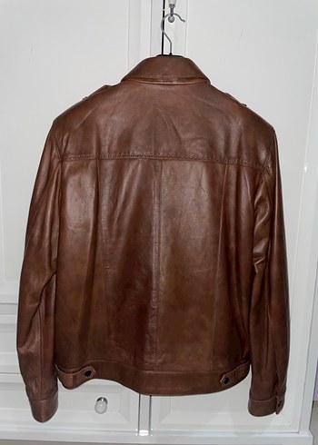 Kahverengi Tamer tanca Kuzu Derisi Erkek Biker Ceket - Görsel 2