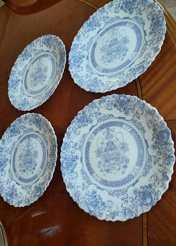 Beden Mavi Desenli 5 Parça Yemek Tabağı Seti
