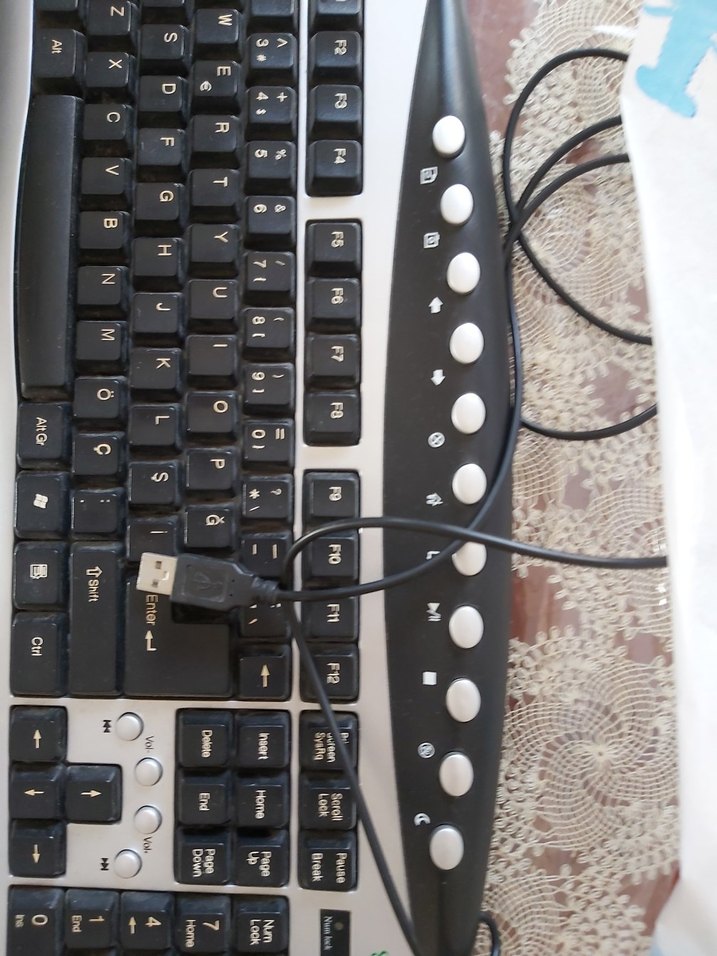 USB Kablolu Beyaz Siyah Klavye - Görsel 2