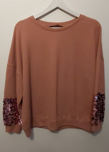 Pullu Detaylı Pembe Kadın Sweatshirt