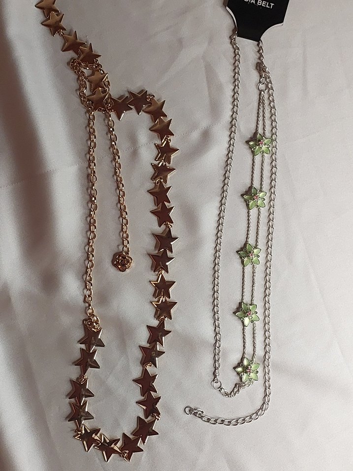 Y2K Tarzı Gold ve Gümüş 2li Zincir Kemer - Görsel 5