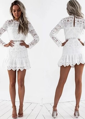 Beyaz Tasarım Elbise 