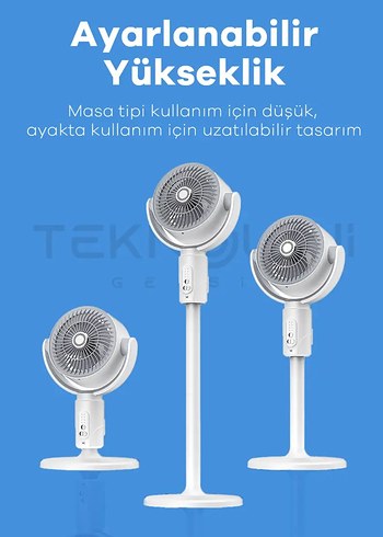 Ayarlanabilir Yükseklikte Beyaz Vantilatör