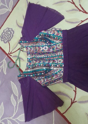 Bohem Tarz Uzun Mor Desenli Elbise - Görsel 4