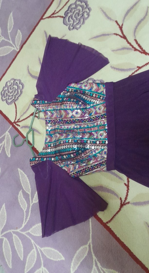 Bohem Tarz Uzun Mor Desenli Elbise - Görsel 4