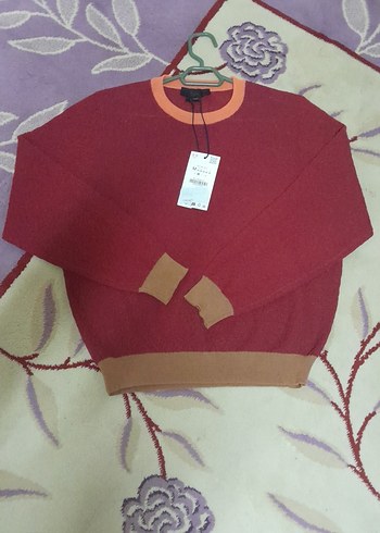 Bordo Bisiklet Yaka Örgü Kadın Kazak - Görsel 2