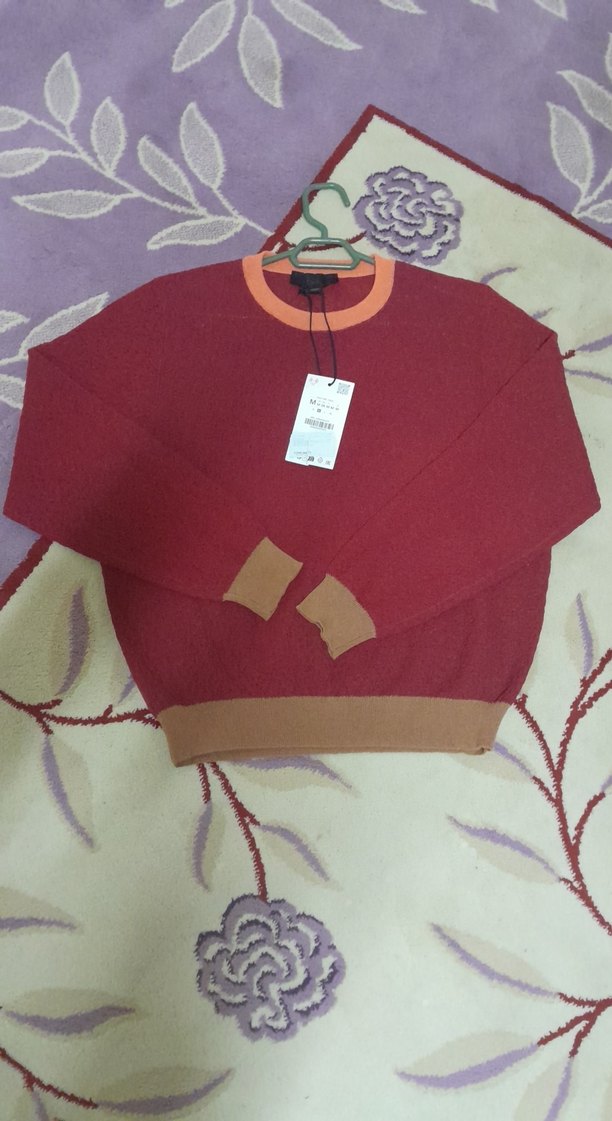 Bordo Bisiklet Yaka Örgü Kadın Kazak - Görsel 2