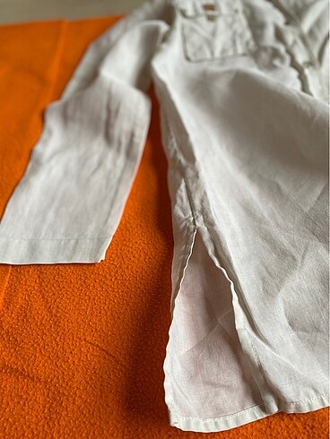 Keten  gömlek bej renk - Görsel 5