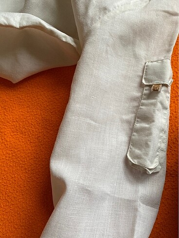 Keten  gömlek bej renk - Görsel 6