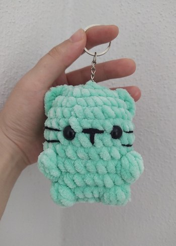 amigurumi kadife pofuduk kedi anahtarlık