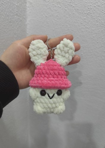 Pembe Şapkalı Peluş Tavşan Oyuncak - Görsel 2