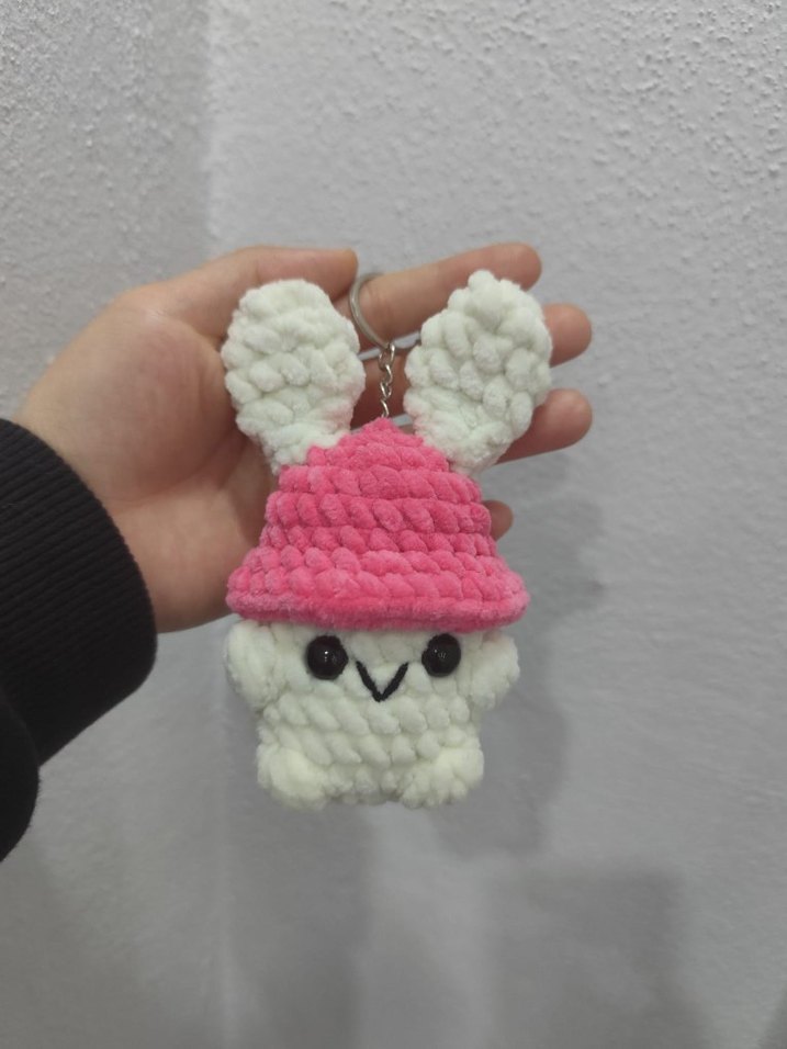 Pembe Şapkalı Peluş Tavşan Oyuncak - Görsel 2