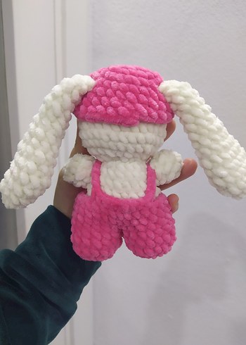 Pembe Şapkalı Peluş Oyuncak Tavşan - Görsel 3