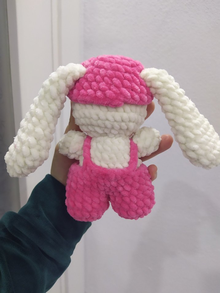 Pembe Şapkalı Peluş Oyuncak Tavşan - Görsel 3