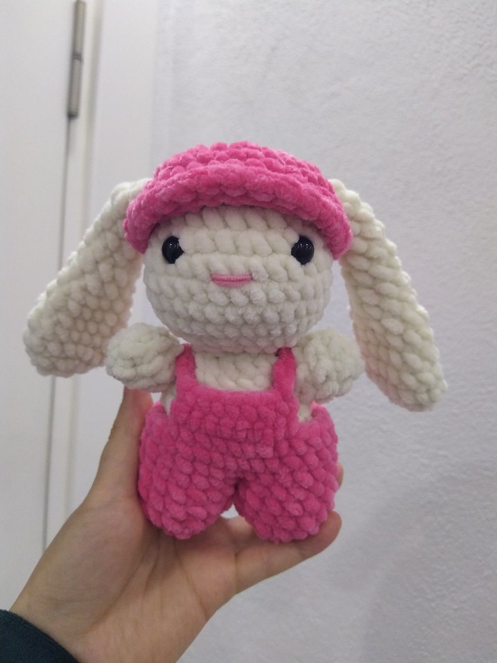 Pembe Şapkalı Peluş Oyuncak Tavşan - Görsel 2