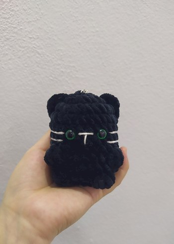 Siyah Örgü Kedi Anahtarlık - Görsel 2