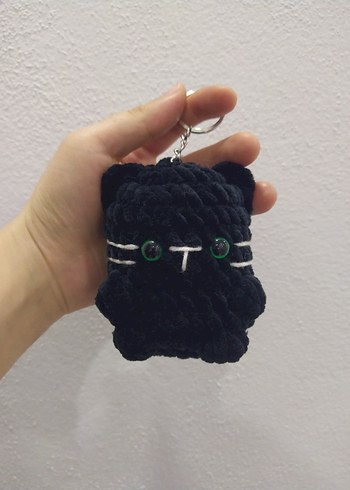 Siyah Örgü Kedi Anahtarlık - Görsel 4