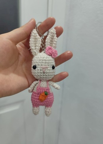 Pembe Örgü Tavşan Anahtarlık - Görsel 4