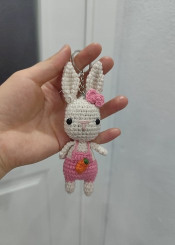 Pembe Örgü Tavşan Anahtarlık - Görsel 5