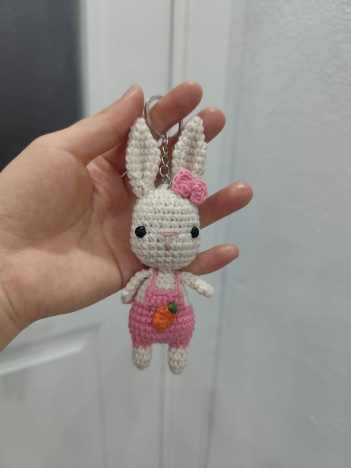 Pembe Örgü Tavşan Anahtarlık - Görsel 5