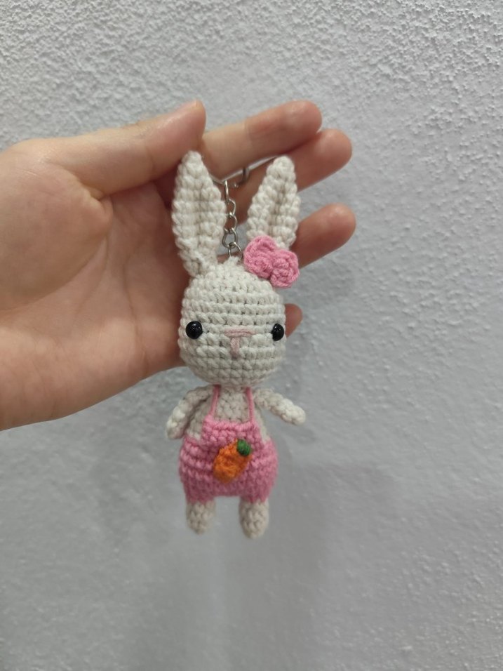 Pembe Örgü Tavşan Anahtarlık - Görsel 2