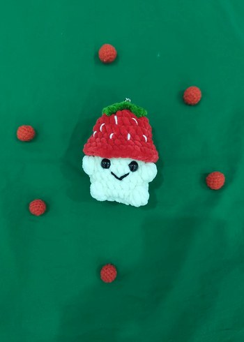 çilek şapkalı mantar anahtarlık - Görsel 2