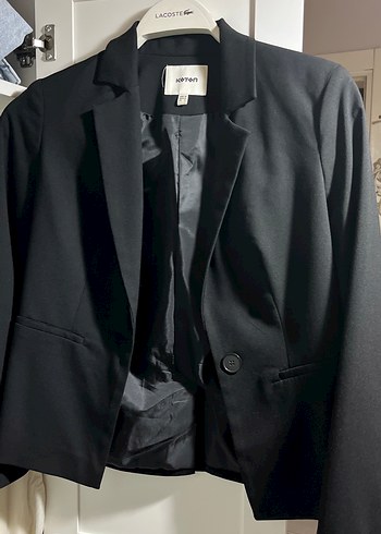s Beden Düğmeli Siyah Kadın Blazer Ceket