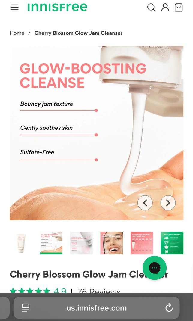 Innisfree Kiraz Çiçeği Glow Temizleyici Jeli - Görsel 3