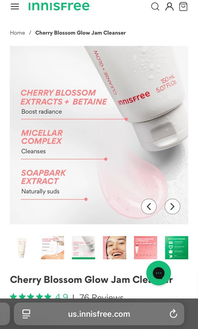 Innisfree Kiraz Çiçeği Glow Temizleyici Jeli - Görsel 2