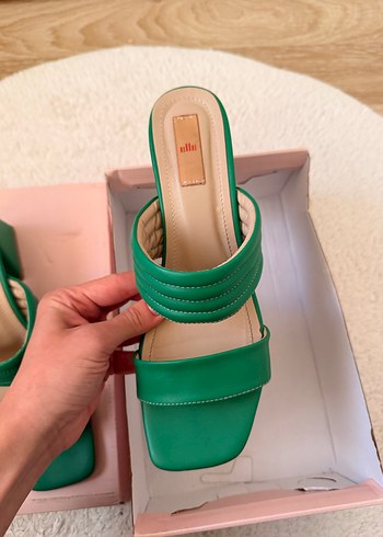 Yeşil Kadın Topuklu Platform Sandalet - Görsel 2