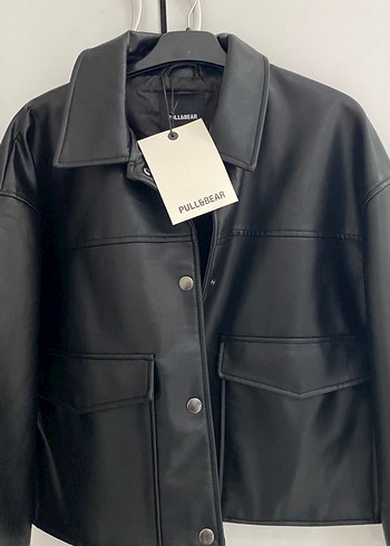 Düğmeli Siyah Deri Kadın Ceket - Görsel 2