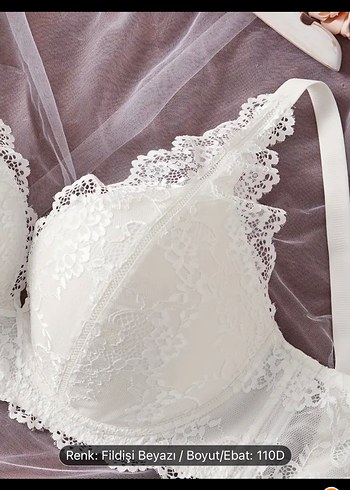 Fildişi Beyaz Dantel Bohem Sütyen 110D - Görsel 3