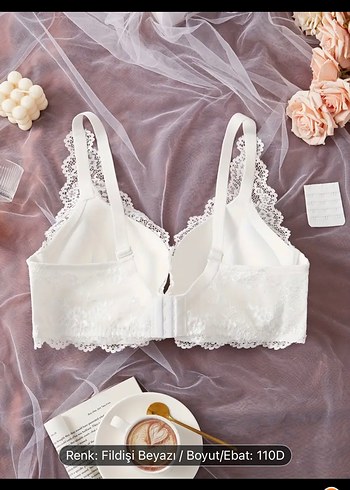 Fildişi Beyaz Dantel Bohem Sütyen 110D - Görsel 2
