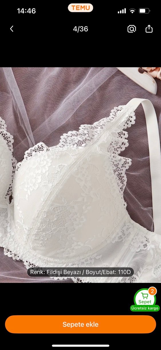 Fildişi Beyaz Dantel Bohem Sütyen 110D - Görsel 3