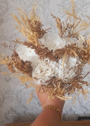 Beyaz Dantel Bohem Gelin Buketi