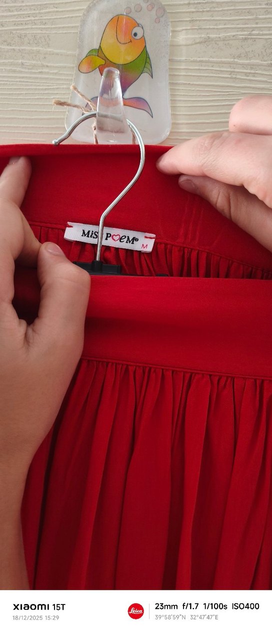 belinde kuşak detaylı  kiremit renk uzun Etek - Görsel 3