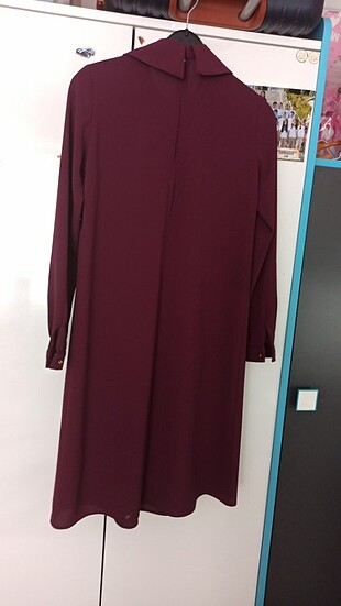 Koyu mor renk kendinden kolyeli çok güzel bir tunik boy uzunluğu - Görsel 5