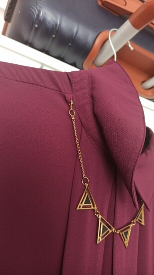 Koyu mor renk kendinden kolyeli çok güzel bir tunik boy uzunluğu - Görsel 8