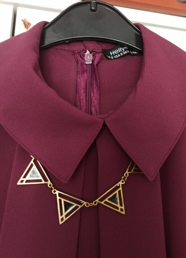 Koyu mor renk kendinden kolyeli çok güzel bir tunik boy uzunluğu - Görsel 2