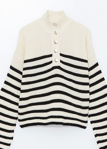 LCW Çizgili Örgü Kadın Kazak - Görsel 3