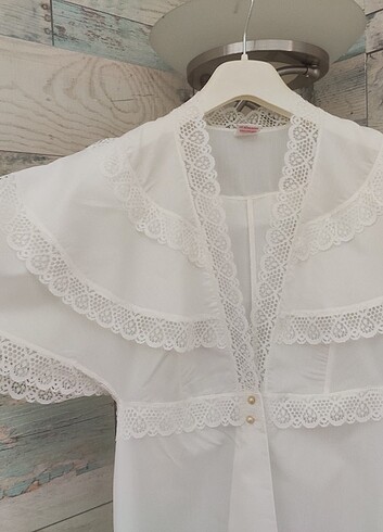 Vintage güpürlü sabahlık - Görsel 3