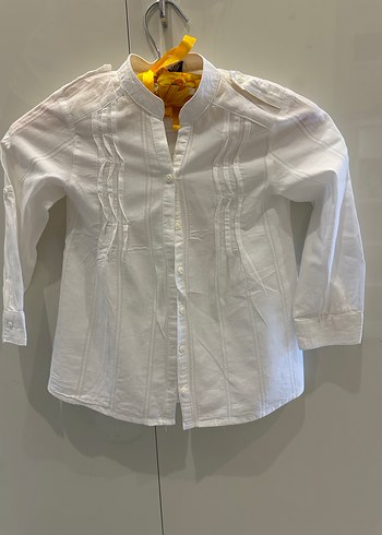 Zara omuzları apolet detaylı beyaz tunik gömlek - Görsel 2