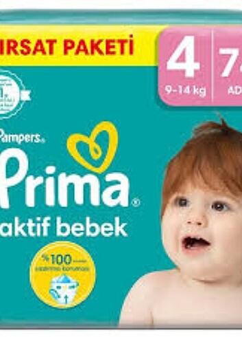 Prima Aktif Bebek Bezi 4 numara 74lü