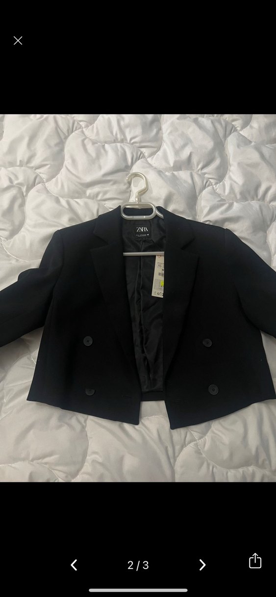 Siyah Mini Düğmeli Kadın Blazer Ceket - Görsel 2