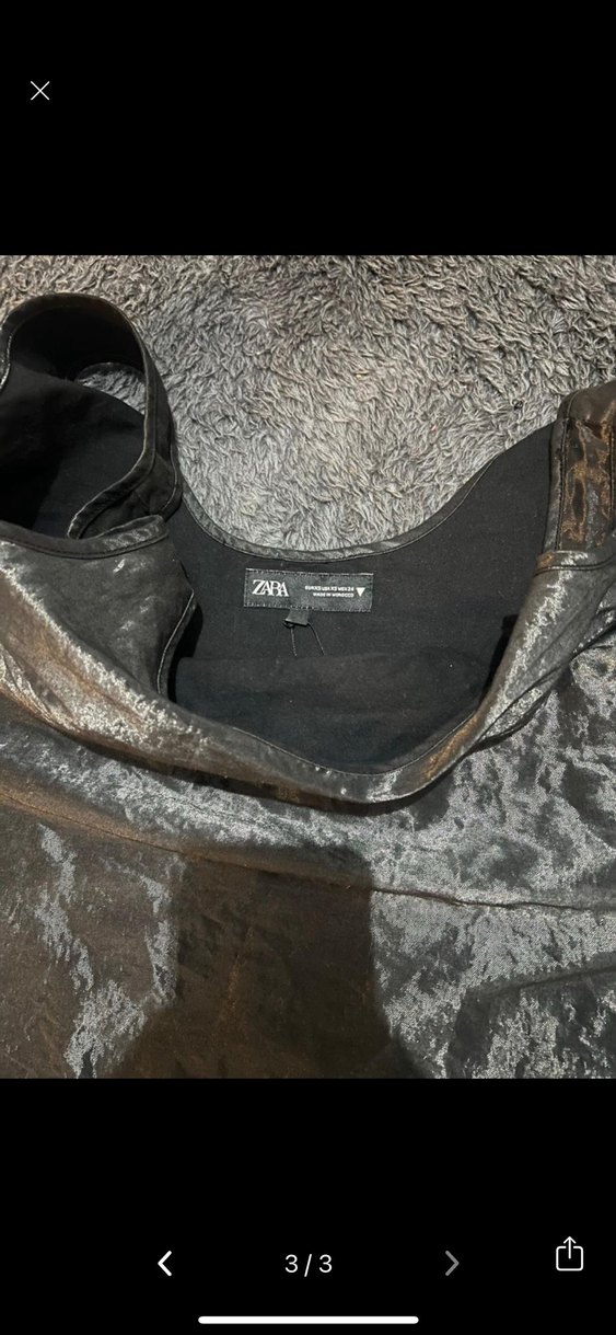 Saten Efektli Siyah Kolsuz Midi Elbise - Görsel 2