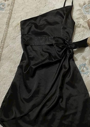 Siyah Drapeli Mini Abiye Elbise - Görsel 3